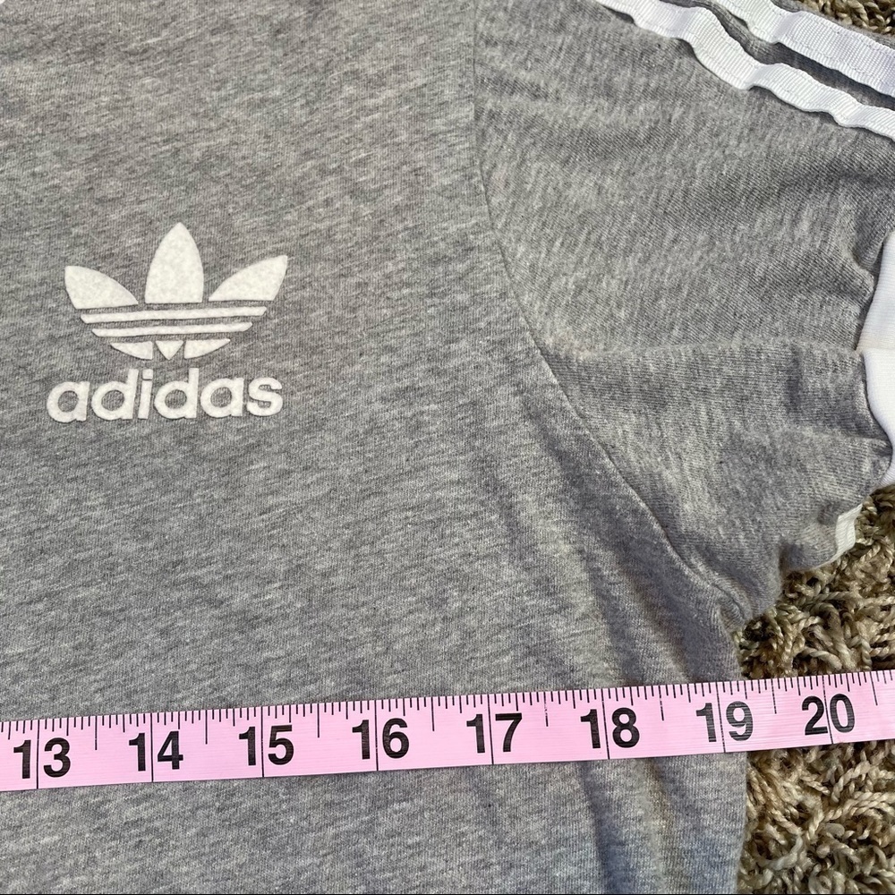Adidas Classics 3-Stripes Tee Heather Gray Grey Small Cotton Tee Short Sleeve - Picture 10 of 11